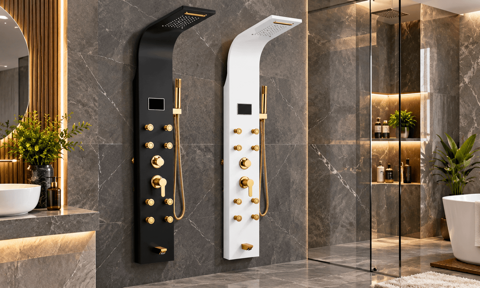 Golden Black & Golden White Shower Panel