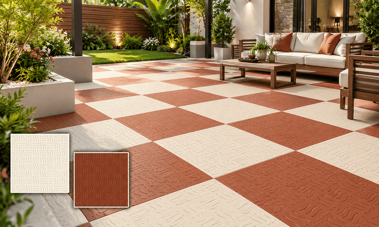 Ivory and Terracotta Tiles